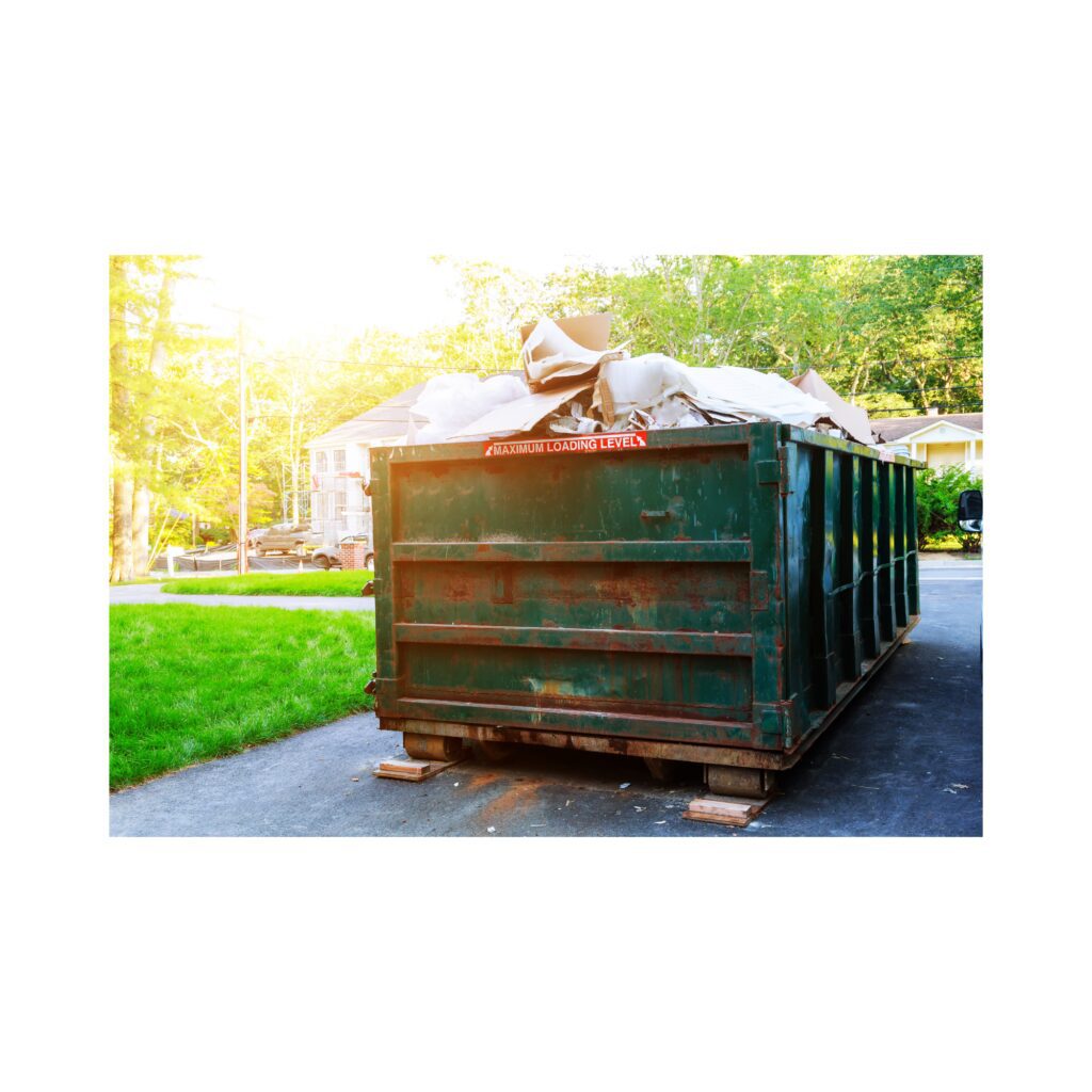 Green Dumpster Full of Trash